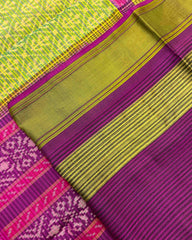 Purple & Green Fancy Leaves Patola Saree