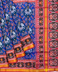 Red & Blue Elephant Manekchowk Patola Saree