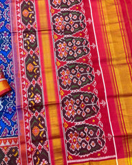 Red & Blue Elephant Manekchowk Patola Saree