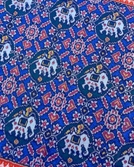 Red & Blue Elephant Manekchowk Patola Saree