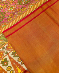 Red & Pink Navratan Tissue Patola Saree