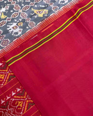 Red & Grey Small Narikunj Patola Saree