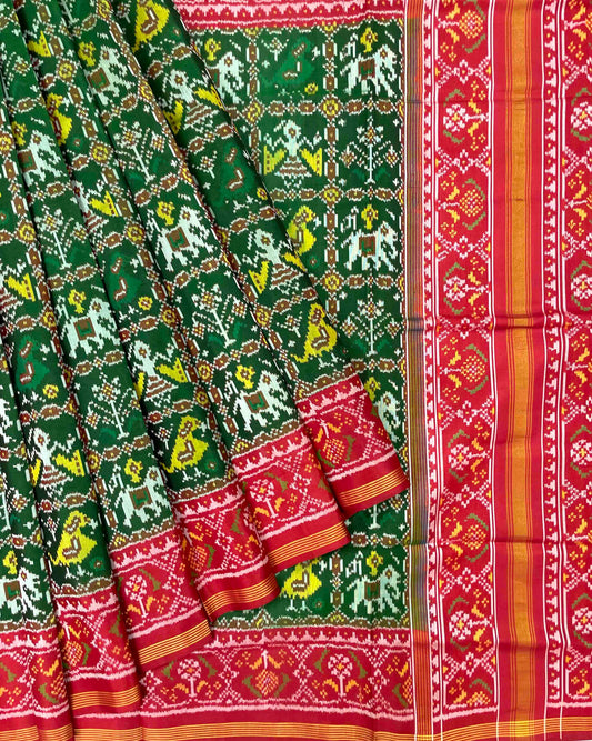 Red & Green Nariunj Patola Saree