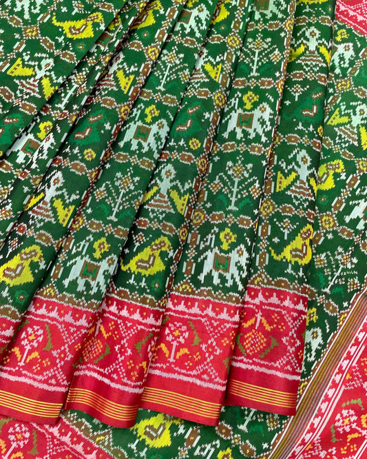 Red & Green Nariunj Patola Saree