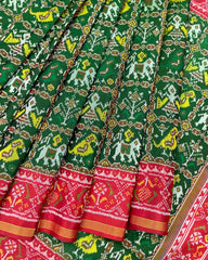 Red & Green Nariunj Patola Saree