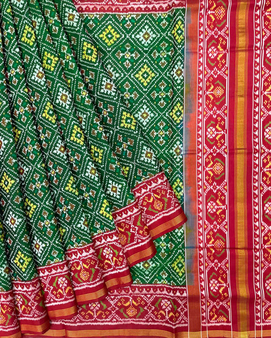 Red & Green Panchanda Patola Saree