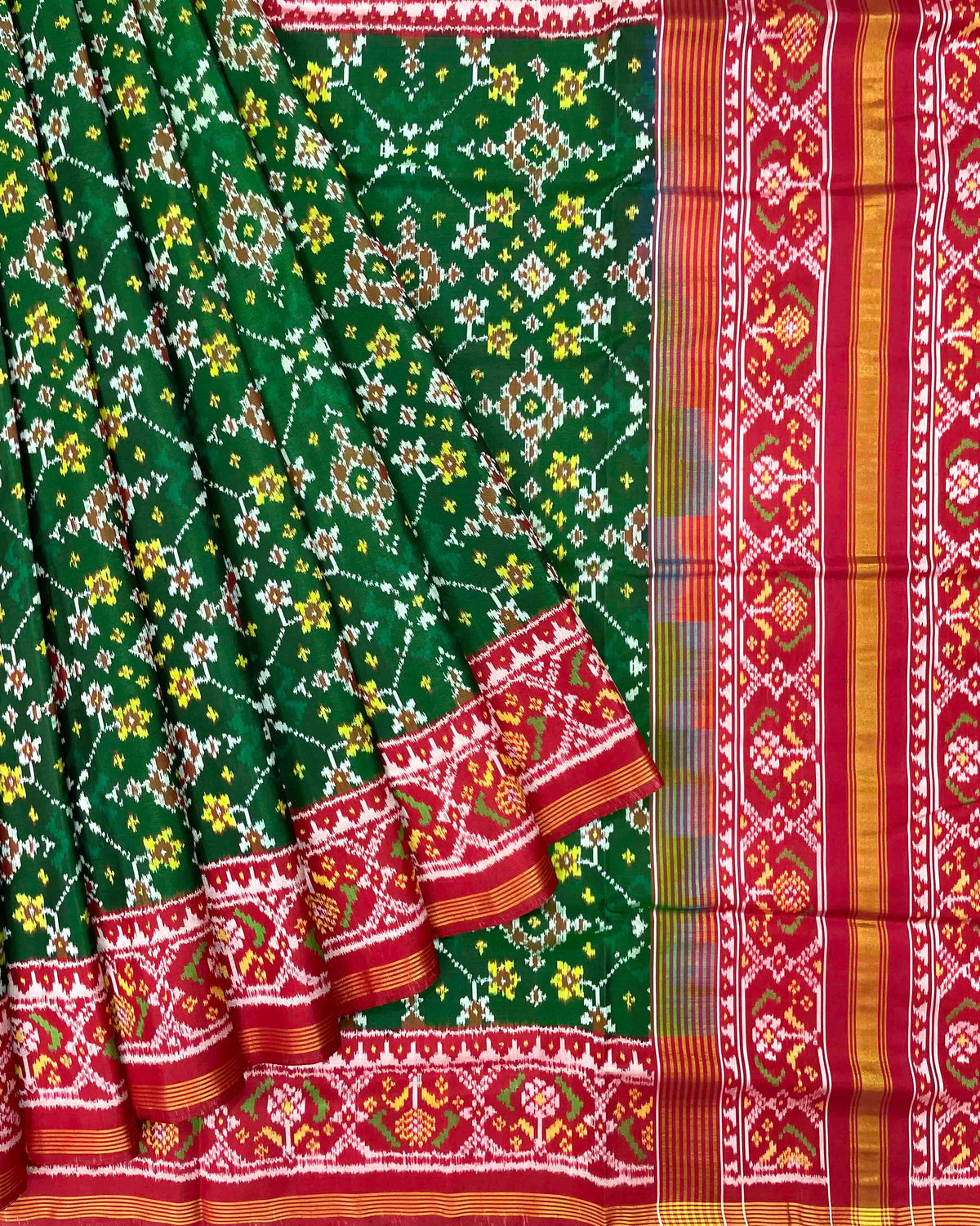 Red & Green Navratan Patola Saree