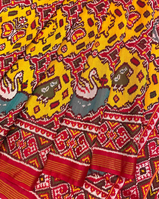 Red & Yellow Big Figure Chhabdi Nariunj Patola Saree