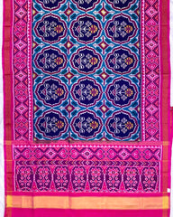 Pink & Navy Blue Flower Patola Saree