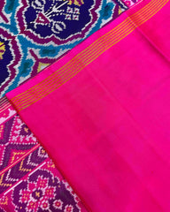 Pink & Navy Blue Flower Patola Saree