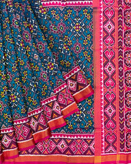 Pink & Turquoise Navratan Patola Saree