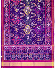 Purple & Multicolour Deer & Flower Patola Saree