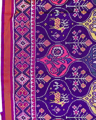 Purple & Multicolour Deer & Flower Patola Saree