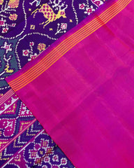 Purple & Multicolour Deer & Flower Patola Saree