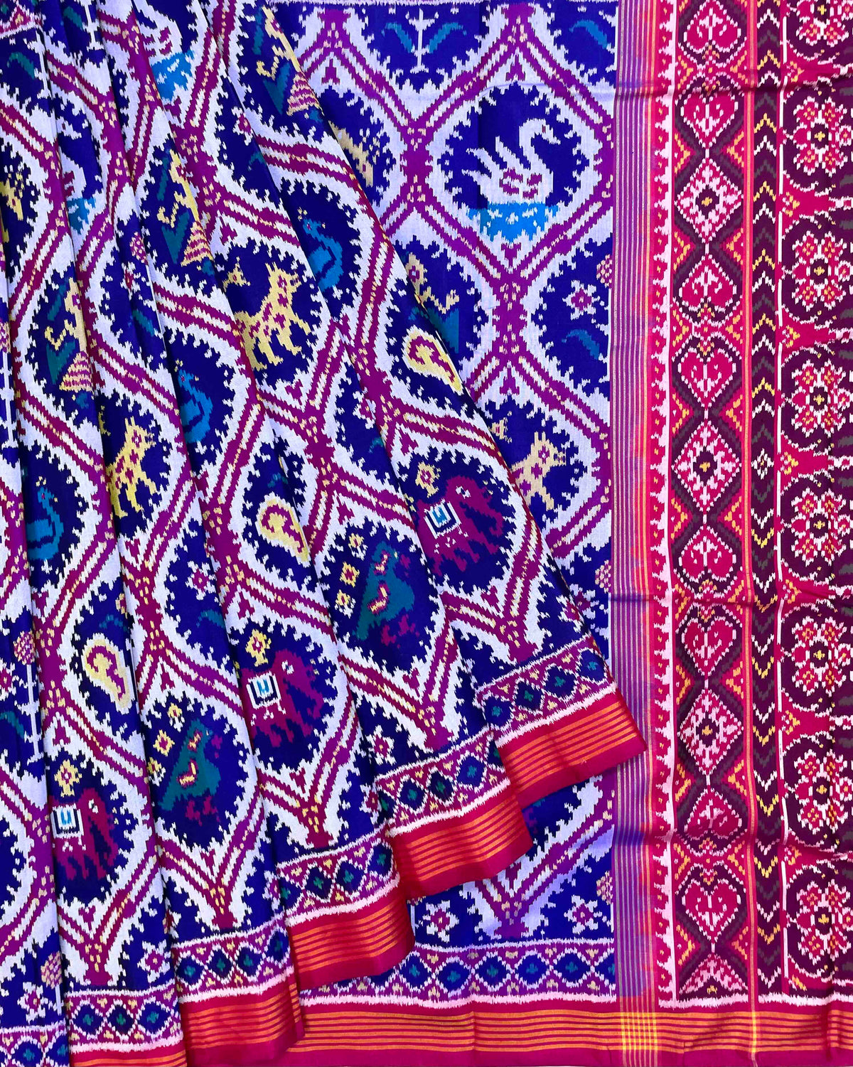 Pink & Blue Narikunj Patola Saree