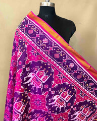 Pink & Purple Big Figure Chhabdi Elephant Patola Dupatta