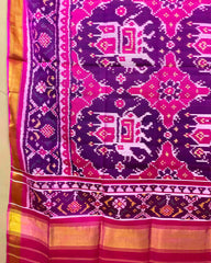 Pink & Purple Big Figure Chhabdi Elephant Patola Dupatta