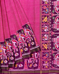 Purple & Pink Lining with Elephant Scut Border and Pallu Patola Saree