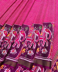 Purple & Pink Lining with Elephant Scut Border and Pallu Patola Saree