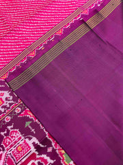 Purple & Pink Lining with Elephant Scut Border and Pallu Patola Saree