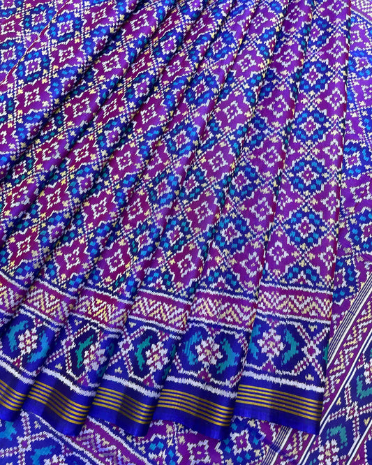 Blue Buttonful Design Patola Saree