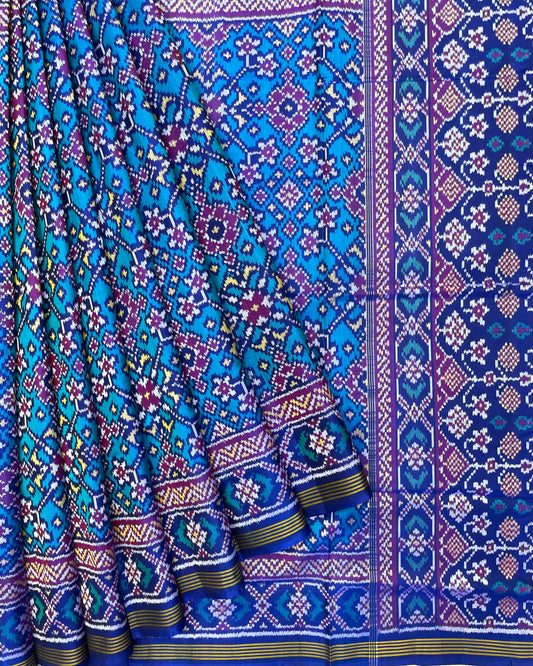 Blue & Turquoise Navratan Patola Saree