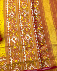 Red & Yellow Doted Tissue Patola Saree