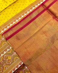 Red & Yellow Doted Tissue Patola Saree