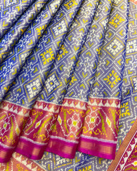 Pink & Greish Blue Panchanda Tissue Patola Saree