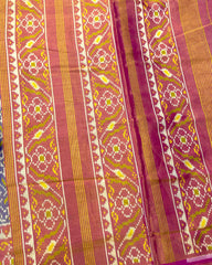 Pink & Greish Blue Panchanda Tissue Patola Saree