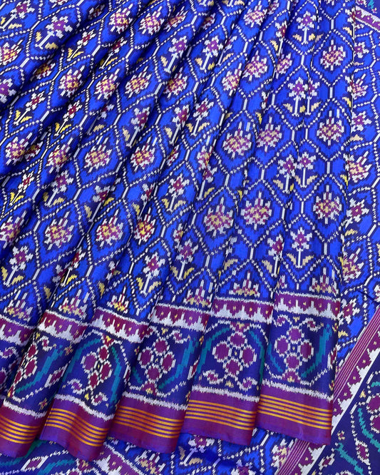 Purple & Blue Small Flower Patola Saree