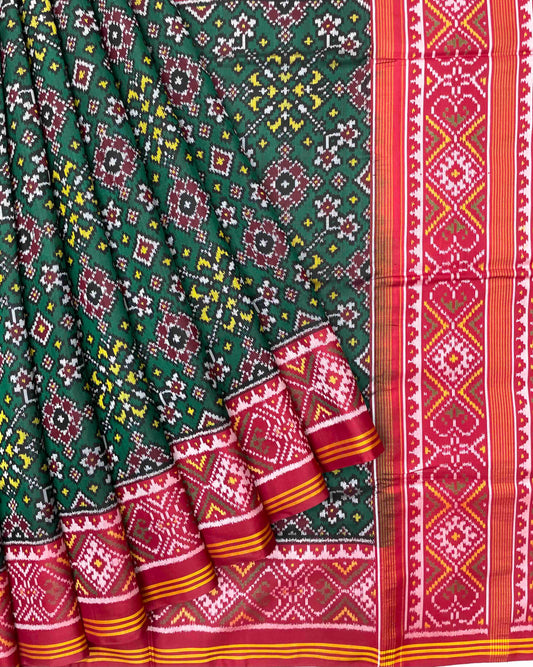 Red & Green Navratan Patola Saree