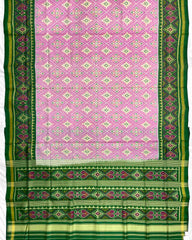 Green & Light Pink Panchanda Patola Saree