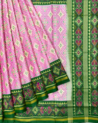 Green & Light Pink Panchanda Patola Saree