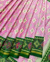 Green & Light Pink Panchanda Patola Saree