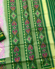 Green & Light Pink Panchanda Patola Saree