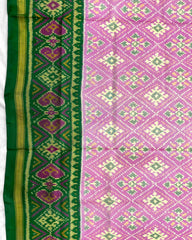 Green & Light Pink Panchanda Patola Saree