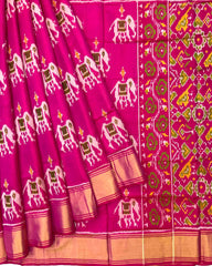 Pink Elephant Design Patola Saree