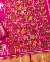 Pink Elephant Design Patola Saree