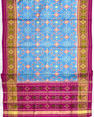 Pink & Sky Blue Navratan Patola Saree