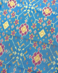 Pink & Sky Blue Navratan Patola Saree