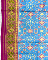 Pink & Sky Blue Navratan Patola Saree