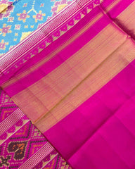 Pink & Sky Blue Navratan Patola Saree