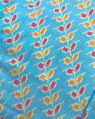 Pink & Sky Blue Leheriya Leaves Patola Saree