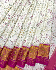 Pink & White Navratan Patola Saree