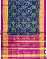 Pink & Navy Blue Manekchowk Patola Saree