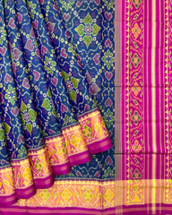 Pink & Navy Blue Manekchowk Patola Saree