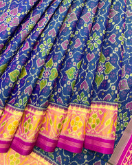 Pink & Navy Blue Manekchowk Patola Saree