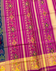 Pink & Navy Blue Manekchowk Patola Saree