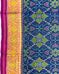 Pink & Navy Blue Manekchowk Patola Saree